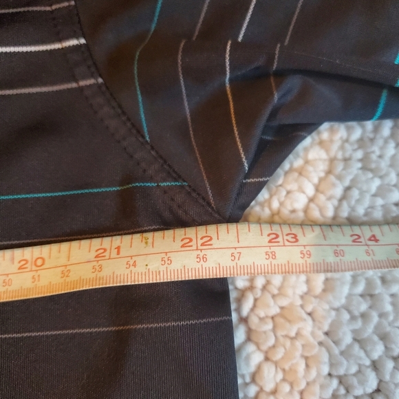 Men’s Grand Slam Striped Performance Black Golf Polo Teal Grey Stripes Sz L - Picture 5 of 6